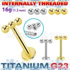ulbin53 titanium g23 labret 16g three balls internal