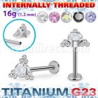 ulbin7 titanium g23 internally threaded labret round cz