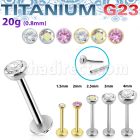ulbpisz20 titanium g23 labret 20g threadless push pin top