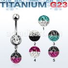 umcd626e piercing ombligo titanio g23 bolas 5 8mm joya bisel bola 8mm multi cristal colores mayorista