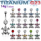 umcdsk4 piercing ombligo titanio g23 bolas joya bisel 5mm 8mm calavera cristal 10mm mayorista