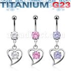 umcdz17 piercing ombligo titanio g23 bolas joya bisel 5mm 8mm corazon colgado zirconia redonda interior 10mm distribuidor