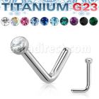 unlcb18 titanium nose stud 18g crystal flat head bezel set