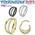 usgsh33 titanium hinged segment ring triple hoop rings cz