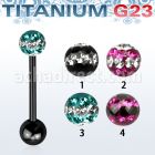utbbfr5d barbell lengua titanio g23 anodizado bola multi cristal ferido 5mm triple linea bola titanio 5mm inferior al por mayor