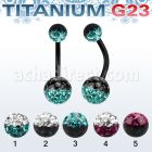 utbnfrge piercing ombligo titanio g23 anodizado bolas 5mm 8mm multi cristal ferido colores distribuidor mayorista
