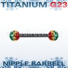 utnpfr5r barbell pezon titanio g23 anodizado bolas multi cristal pegadas ferido 5mm rayas colores rasta venta