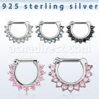 vsepc16 septum clip plata 925 barra cierre acero 316l zirconia al por mayor