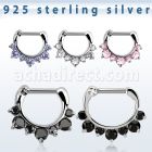 vseph14 septum clip plata 925 barra cierre acero 316l 3 zirconia grandes 4 zirconia distribuidor
