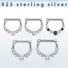 vsepl14 septum clip plata 925 colgante alto barra cierre acero 316l 1 zirconia grande rodeada otras 4 mayorista