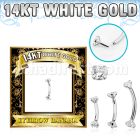 wbnz 14k white gold eyebrow banana clear cz
