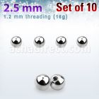 xbal25 pack 10 bolas acero quirurgico brillo espejo 2 5mm rosca al por mayor