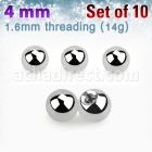 xbal4 pack 10 bolas acero quirurgico brillo espejo 4mm rosca distribuidor mayorista