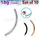 xbn18g pack 10 barras banana ceja acero quirurgico brillo espejo rosca 1 0mm distribuidor