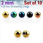 xbt2 pack 10 bolas acero quirurgico anodizado 2mm rosca al por mayor