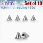 xcn3xs pack 10 bolas acero quirurgico 3mm rosca al por mayor