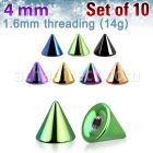 xcnt4g pack 10 conos acero quirurgico anodizado 4mm rosca venta