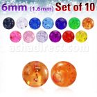xgtb6 pack 10 bolas acrilicas glitter 6mm rosca al por mayor