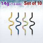 xinta14g pack 10 barras barbells industriales zig zag acero 316l anodizado rosca distribuidor mayorista