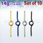 xintb14g pack 10 barras barbell industrial loop con aro acero 316l anodizado rosca mayorista