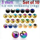 xjbt3s pack 10 bolas acero quirurgico anodizado 3mm cristal bisel rosca venta