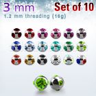 xmjb3 pack 10 bolas multi joya acero 316l brillo espejo 3mm 1 cristal 4 cristal lados distribuidor mayorista