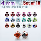 xmjb4s pack 10 bolas multi joya acero 316l brillo espejo 4mm 1 cristal 4 cristal lados rosca distribuidor