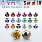 xmjb6 pack 10 bolas multi joya acero 316l brillo espejo 6mm 1 cristal 4 cristal lados rosca distribuidor mayorista