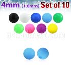 xsab4 set 10 bolas acrilicas 4mm colores solidos rosca mayorista