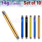 xtbb14g pack 10 barras barbells acero 316l anodizado rosca venta