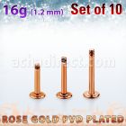 xttlb16g pack 10 barras labret acero 316l pvd oro rosa rosca mayorista