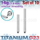 xubb14gi titanium g23 internally threaded posts 10pcs