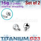 xujb25i titanium g23 ball tops with clear crystal bezel set