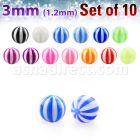 xuvbe3 set 10 bolas acrilico uv pelota playa 3mm rosca al por mayor