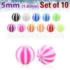 xuvbe5 set 10 bolas acrilico uv pelota playa 5mm rosca distribuidor