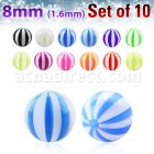 xuvbe8 set 10 bolas acrilico uv pelota playa 8mm rosca mayorista