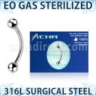 zbneb4 sterilized 316l steel banana 16g two 4mm balls