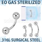 zbneb4 sterilized 316l steel banana 16g two 4mm balls