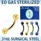 zbnetb sterilized pvd plated steel eyebrow banana two balls