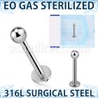 zlbb3g eo gas sterilized 316l steel labret 3mm ball
