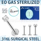 zlbczin sterilized 316l steel labret 16g clear cz internal