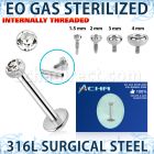 zlbirc sterilized steel labret flat head jewel internal