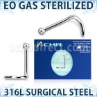 znsb18 sterilized 316l steel nose screw 18g 2mm ball top