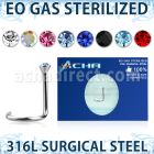 znscb sterilized 316l steel nose screw round color crystal