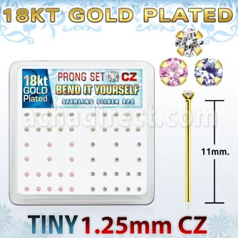 18yz12xm gold silver bend it nose studs w 1 25mm prong set cz