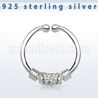 agsep12b silver fake septum ring w a knoted wire design