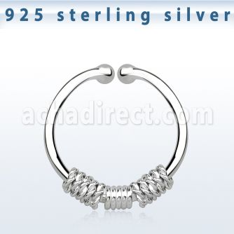 agsep12e silver fake septum ring w three ropes wrapped around