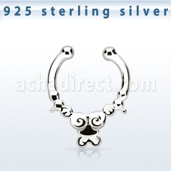 agsepd2 925 silver fake septum clicker w plain dangling design