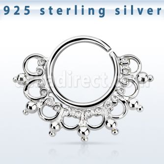 agsepv12 silver septum ring w a extra wide engraved indian design
