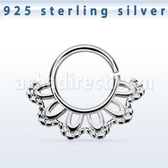 agsepv3 925 silver septum ring in a indian leaf design